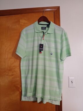 Chaps Light Green Striped Men's Polo
